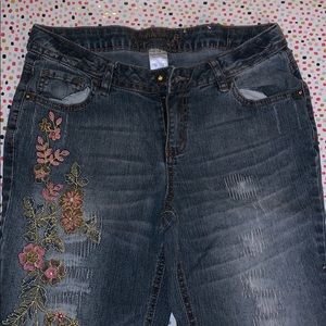 Total Girl Ripped-Denim Flowered Jeans
